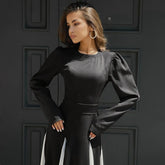 Women's Clothing 2025 Spring and Summer New Temperament Fashion Celebrity Style Contrasting Color Mid-waist Lace-up Dress